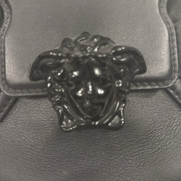 Black Saffiano Leather Palazzo Empire Handle Bag w/ Strap - Picture 2 of 5